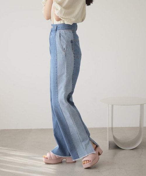 RAY CASSIN(レイカズン)の「S/M展開 配色フリンジデニム(パンツ・レディース・ブルー/ネイビー/キナリ・S/M)」の22枚目の写真