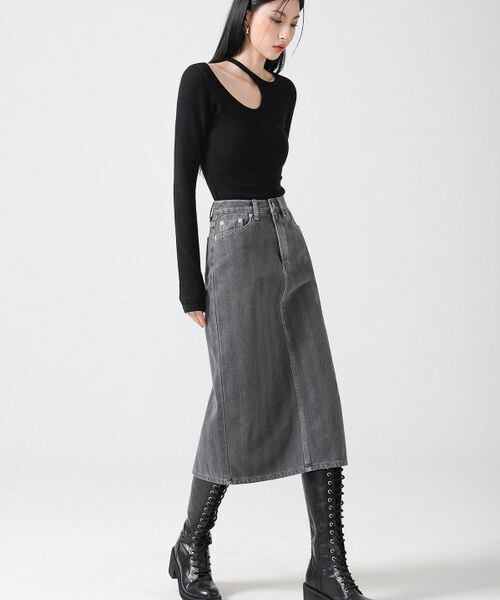 ALAND（エーランド）の「AVANDRESS／Hラインロングスカート（スカート・レディース・チャコール(18)/ベージュ(55)/パープル(90)・S/M）」の12枚目の写真