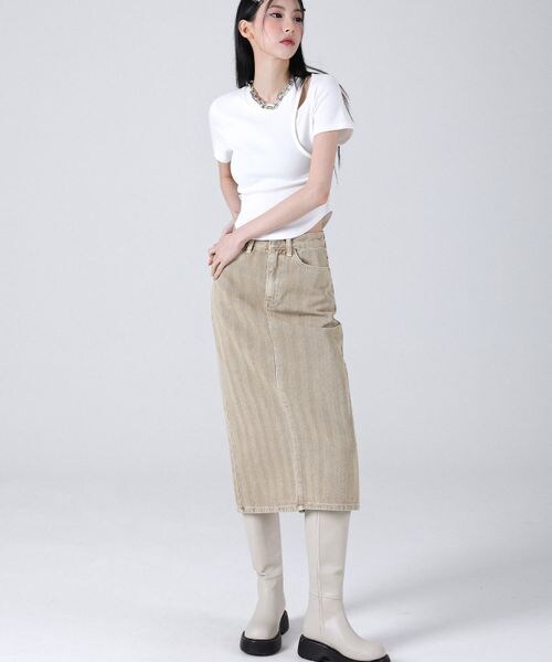 ALAND（エーランド）の「AVANDRESS／Hラインロングスカート（スカート・レディース・チャコール(18)/ベージュ(55)/パープル(90)・S/M）」の4枚目の写真