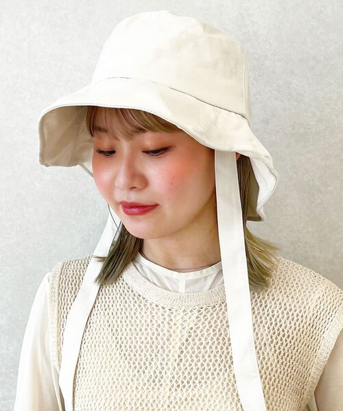 Lattice（Lattice）の「リボン付きハット（ハット・レディース・アイボリー/ブラック/ベージュ・0）」の2枚目の写真