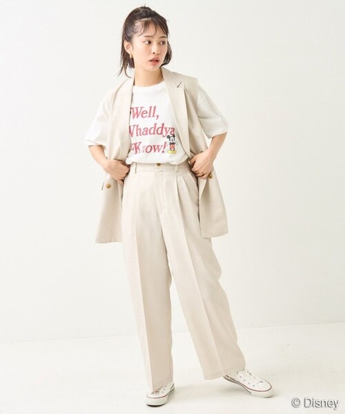 Disney（ディズニー）の「【送料無料】「Mickey」 LOGO T-shirt【予約商品】（その他・レディース・オフホワイト/ブラック・FREE）」の2枚目の写真