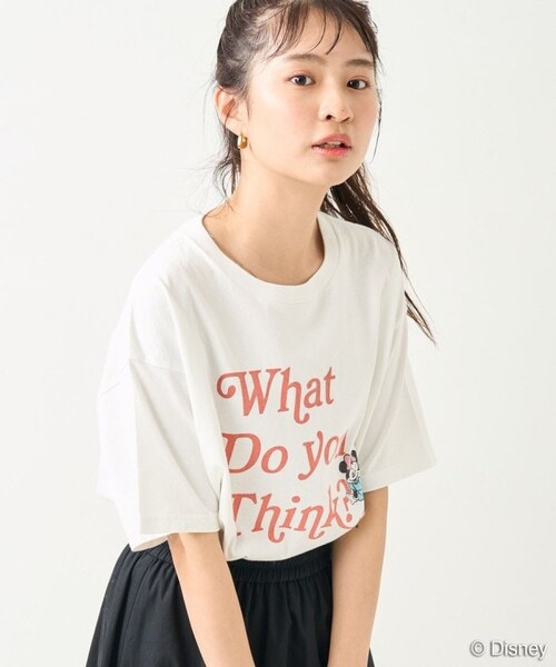 Disney（ディズニー）の「【送料無料】「Minnie」 LOGO T-shirt【予約商品】（その他・レディース・オフホワイト/ブラック・FREE）」の2枚目の写真