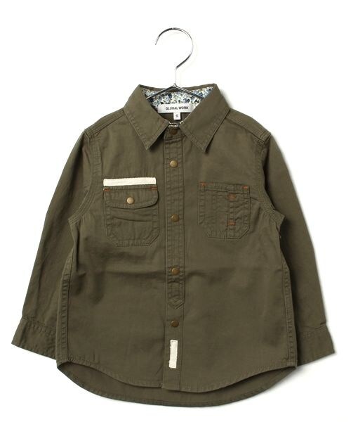 GLOBAL WORK(グローバルワーク)の「【キッズ】ドットボタンシャツ長袖(トップス・キッズ・カーキ78/ライトブルー82・S(90~100cm)/M(100~110cm)/L(110~120cm)/XL(120~130cm))」の1枚目の写真