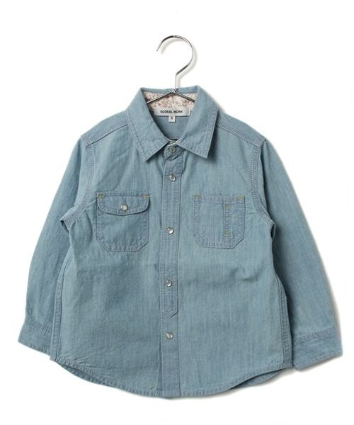 GLOBAL WORK(グローバルワーク)の「【キッズ】ドットボタンシャツ長袖(トップス・キッズ・カーキ78/ライトブルー82・S(90~100cm)/M(100~110cm)/L(110~120cm)/XL(120~130cm))」の2枚目の写真