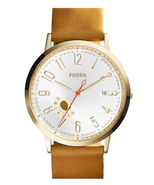 FOSSIL(フォッシル)の「Fossil 'Vintage Muse' Leather Strap Watch, 40mm(アナログ腕時計・レディース・Tan/ Gold)」の1枚目の写真