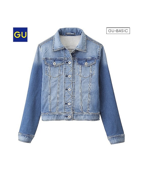 GU（ジーユー）の「（GU）デニムルックジャケットＡ（WOMEN ⁄ アウター・レディース・BLUE/OFF WHITE・S/L/XL/M）」の2枚目の写真