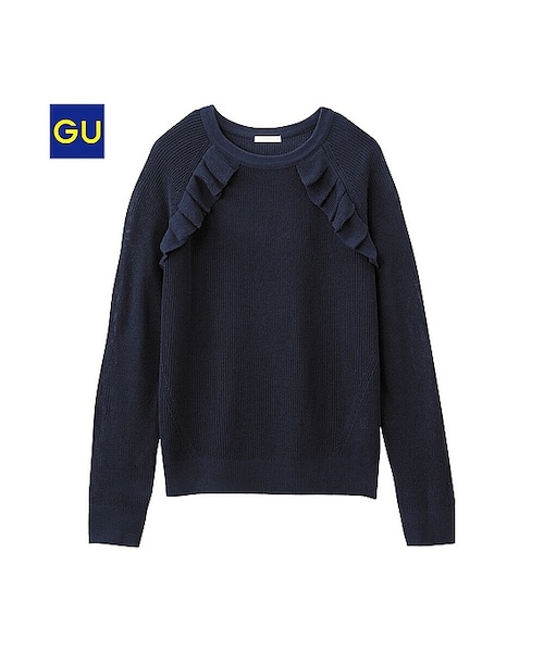GU(ジーユー)の「(GU)フリルセーター(長袖)(WOMEN ⁄ ニット・レディース・OFF WHITE/LIGHT BLUE/NAVY・XL/M/L/S)」の3枚目の写真