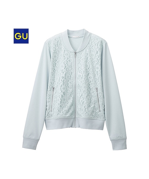 GU（ジーユー）の「（GU）レースコンビブルゾン（WOMEN ⁄ アウター・レディース・BLACK/LIGHT BLUE/OFF WHITE・L/S/M）」の3枚目の写真