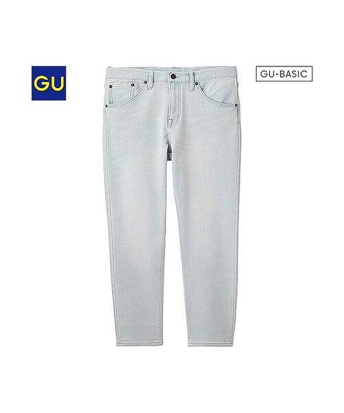 GU（ジーユー）の「（GU）デニムルックテーパードアンクルパンツ（MEN ⁄ クロップドパンツ・アンクルパンツ・メンズ・BLUE/WHITE・L/M/S/XL）」の3枚目の写真