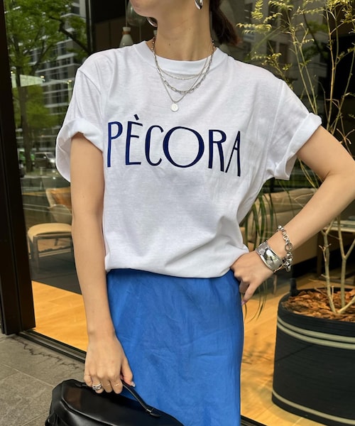 tシャツ 「WEB限定」 異素材切替フロッキーロゴTEE レディース セール】【WEB限定】AmicoフロッキーロゴTEE（Tシャツ