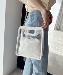 one after another NICE CLAUP | ツイードポーチ付きPVCバッグ(ショルダーバッグ)