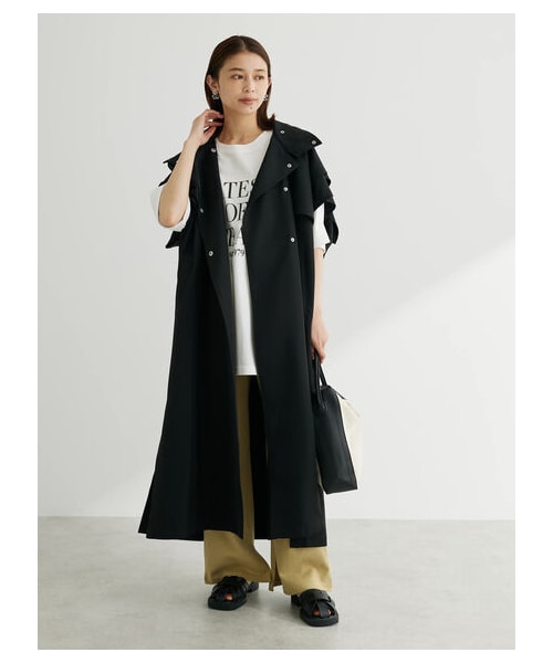 Green　Parks（グリーンパークス）の「キレイ目ロゴ半袖チュニック（トップス・オフホワイト/ブラック/ライトグリーン・F）」の12枚目の写真