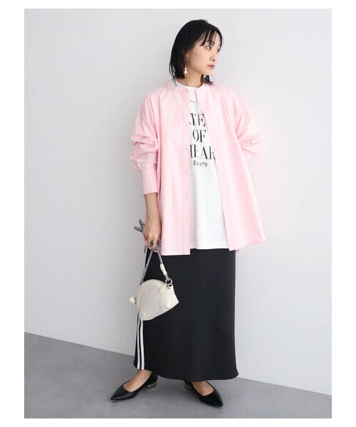 Green　Parks（グリーンパークス）の「キレイ目ロゴ半袖チュニック（トップス・オフホワイト/ブラック/ライトグリーン・F）」の13枚目の写真