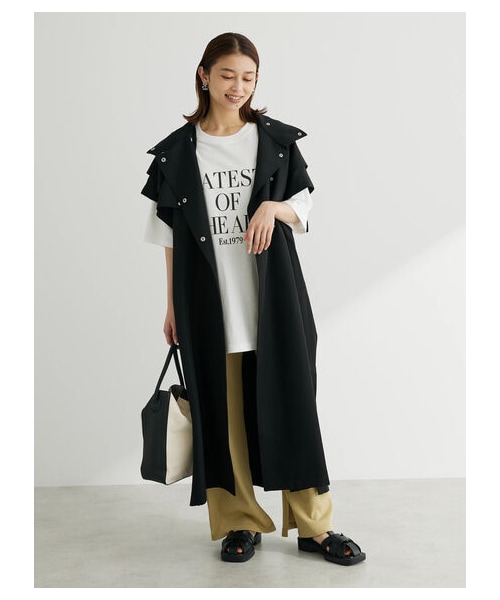 Green　Parks（グリーンパークス）の「キレイ目ロゴ半袖チュニック（トップス・オフホワイト/ブラック/ライトグリーン・F）」の11枚目の写真