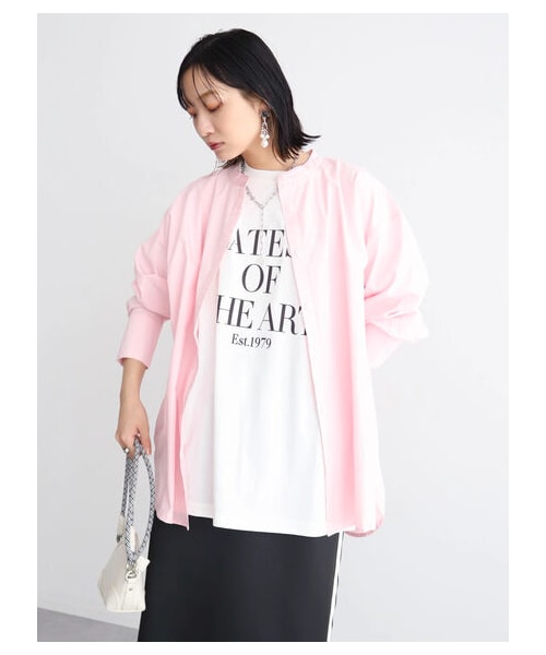 Green　Parks（グリーンパークス）の「キレイ目ロゴ半袖チュニック（トップス・オフホワイト/ブラック/ライトグリーン・F）」の14枚目の写真