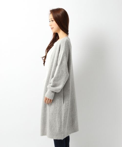 Heather（ヘザー）の「【予約会大好評アイテム】ミニブークレロングカーディガン（トップス・レディース・ライトグレー 12/ネイビー 88・FREE）」の3枚目の写真