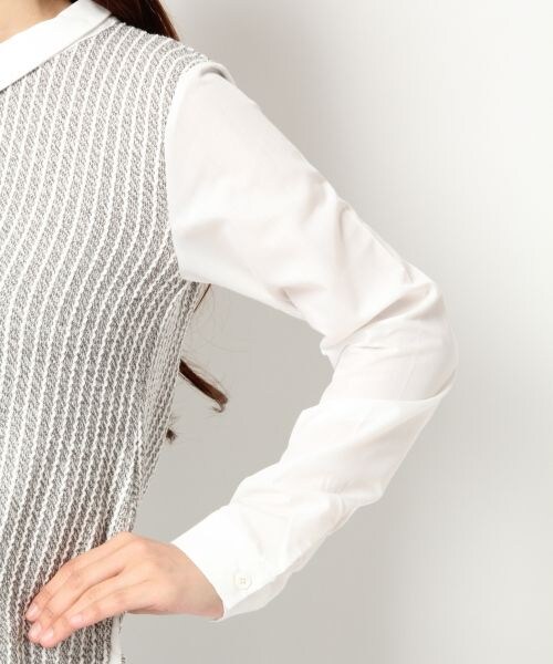 Heather（ヘザー）の「ツイードキリカエシャツ長袖（トップス・レディース・グレー12/ベージュ52/ネイビー88・FREE）」の7枚目の写真