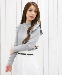 Heather | ビジューカタフリルカット長袖(トップス)