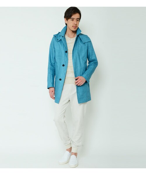 KATHARINE HAMNETT LONDON (キャサリンハムネットロンドン)の「HOODED LINEN COATING(ジャケット/アウター・メンズ・ブルー/グリーン・M/L/XL)」の19枚目の写真