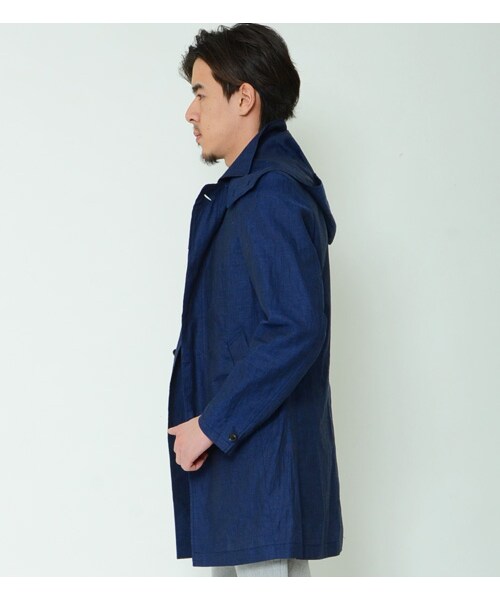 KATHARINE HAMNETT LONDON (キャサリンハムネットロンドン)の「HOODED LINEN COATING(ジャケット/アウター・メンズ・ブルー/グリーン・M/L/XL)」の5枚目の写真