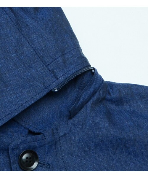 KATHARINE HAMNETT LONDON (キャサリンハムネットロンドン)の「HOODED LINEN COATING(ジャケット/アウター・メンズ・ブルー/グリーン・M/L/XL)」の8枚目の写真