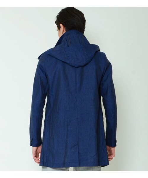 KATHARINE HAMNETT LONDON (キャサリンハムネットロンドン)の「HOODED LINEN COATING(ジャケット/アウター・メンズ・ブルー/グリーン・M/L/XL)」の6枚目の写真