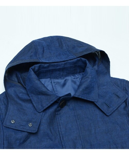 KATHARINE HAMNETT LONDON (キャサリンハムネットロンドン)の「HOODED LINEN COATING(ジャケット/アウター・メンズ・ブルー/グリーン・M/L/XL)」の7枚目の写真