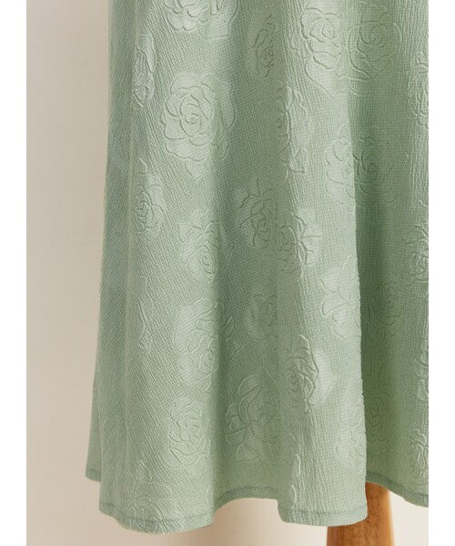 Marjorie（マージョリー）の「河畔舊書攤，立體花朵壓紋設計傘裙（スカート・レディース・薄荷綠・S/M/L）」の10枚目の写真