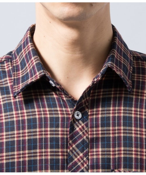 JUNRED（ジュンレッド）の「ロングチェックシャツ（ブラウス/シャツ・メンズ・グリーン/レッド・0/1/2）」の6枚目の写真