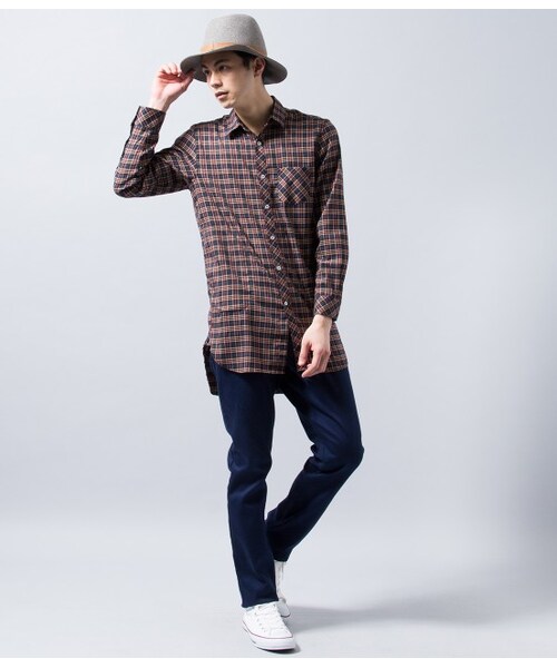 JUNRED（ジュンレッド）の「ロングチェックシャツ（ブラウス/シャツ・メンズ・グリーン/レッド・0/1/2）」の11枚目の写真