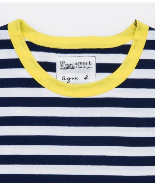 ADAM ET ROPE'（アダムエロペ）の「【先行予約】【agnes b pour Adam et Rope'】ボーダーロングスリーブ 15SS（Ｔシャツ/カットソー・レディース・グリーン/ブルー系/ピンク/イエロー・S/M）」の3枚目の写真