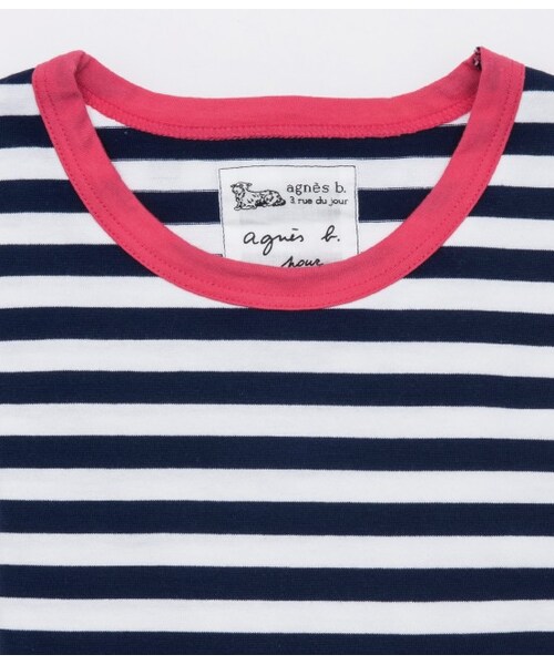 ADAM ET ROPE'（アダムエロペ）の「【先行予約】【agnes b pour Adam et Rope'】ボーダーロングスリーブ 15SS（Ｔシャツ/カットソー・レディース・グリーン/ブルー系/ピンク/イエロー・S/M）」の4枚目の写真