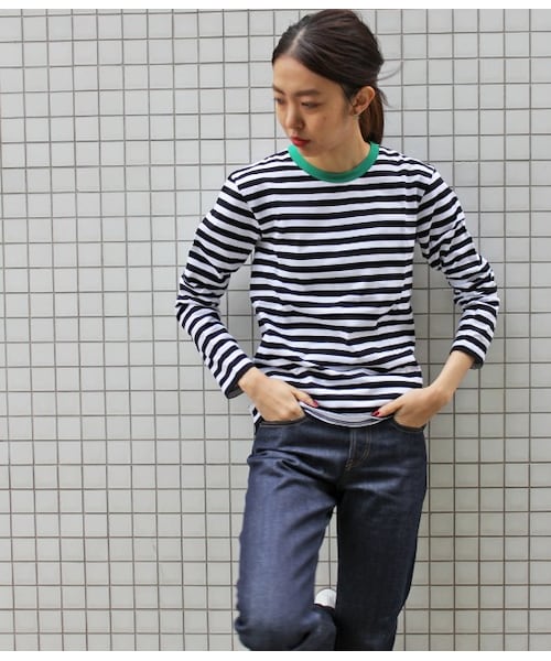 ADAM ET ROPE'（アダムエロペ）の「【先行予約】【agnes b pour Adam et Rope'】ボーダーロングスリーブ 15SS（Ｔシャツ/カットソー・レディース・グリーン/ブルー系/ピンク/イエロー・S/M）」の8枚目の写真