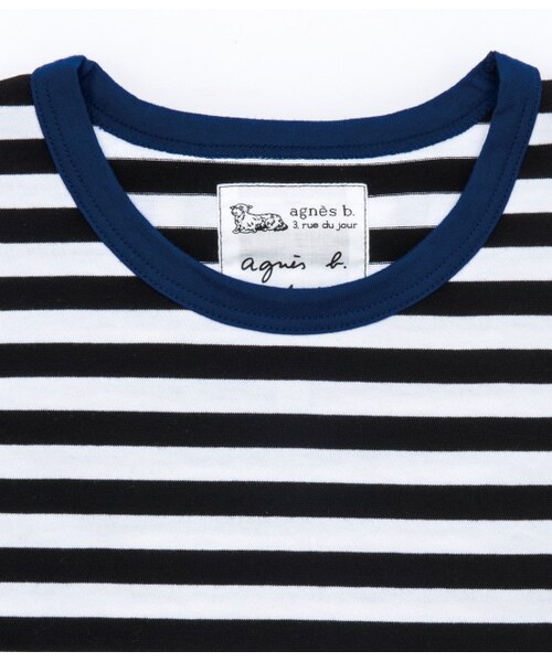 ADAM ET ROPE'（アダムエロペ）の「【先行予約】【agnes b pour Adam et Rope'】ボーダーロングスリーブ 15SS（Ｔシャツ/カットソー・レディース・グリーン/ブルー系/ピンク/イエロー・S/M）」の2枚目の写真