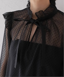 【値下げ】SCENTOF ドットシフォンブラウス 23051586304010 ブラック (なんばウォーク2号店) SCENTOF(セントオブ) ドットシフォンブラウス23051586304010