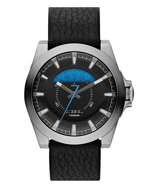 DIESEL（ディーゼル）の「DIESEL® 'Arges' Round Leather Strap Watch, 46mm（アナログ腕時計・メンズ・Black/ Blue）」の4枚目の写真