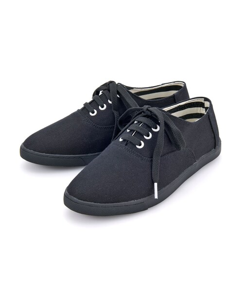 PEACH JOHN（ピーチジョン）の「ＰＪ／レースアップフラットスニーカー（シューズ・レディース・ブラック/ホワイト/グレー/ストライプ/ドット・S/M/L）」の4枚目の写真