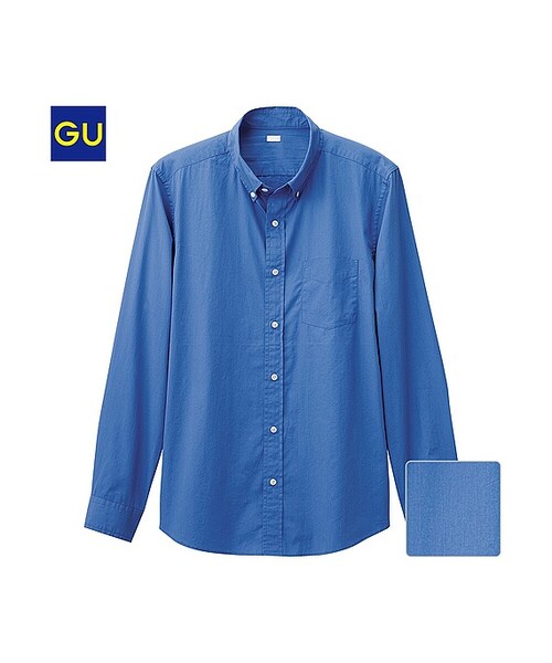 GU(ジーユー)の「(GU)ブロードシャツ(長袖)(MEN ⁄ シャツ・メンズ・BEIGE/BLUE・XL/L/S/M)」の2枚目の写真