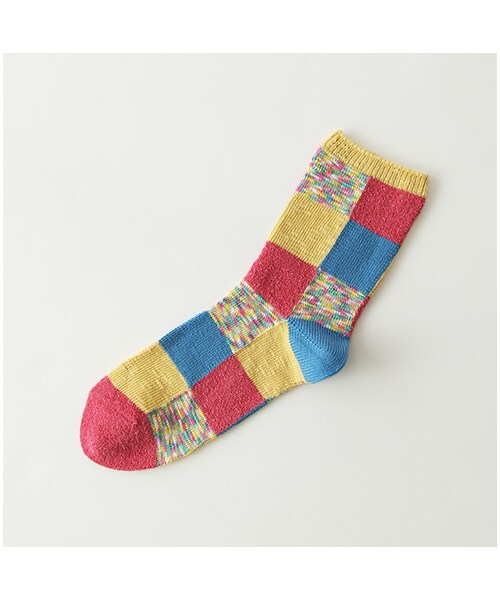 靴下屋（クツシタヤ）の「異素材ブロック柄ショートソックス（ソックス・靴下・レディース・オフホワイト/シルバーグレー/クロ/ベージュ/モカチャ/ピンクグレープフルーツ/トウモロコシ・22.0～24.0cm）」の7枚目の写真