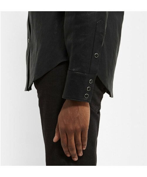 サンローラン　ブラック　ブラウス　シャツ Saint Laurent（サンローラン）の「Saint Laurent Leather