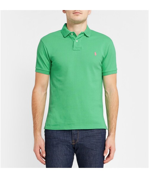 POLO RALPH LAUREN(ポロ ラルフ ローレン)の「Polo Ralph Lauren Slim-Fit Cotton-Piqué Polo Shirt(ポロシャツ・メンズ・GRAY_486823/BLUE_455206/Black_521552/GREEN_484980・S/XXL/XL/L/M)」の2枚目の写真