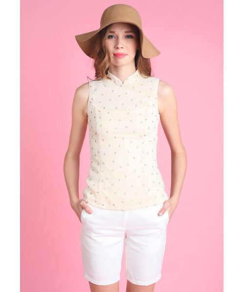 L'zzie(リジー)の「LIZINE CHEONGSAM TOP(トップス・レディース・Pink/Khaki・S/M/L)」の4枚目の写真