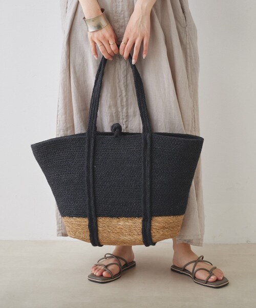 PUAL CE CIN(ピュアルセシン)の「JUTE TOTE(ショルダーバッグ・レディース・アイボリー/ブラック・FREE)」の1枚目の写真