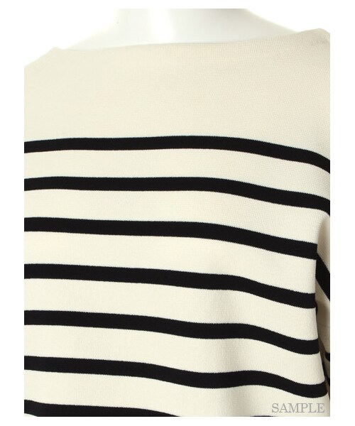 FRAY I.D(フレイアイディー)の「ミラノリブボートネックニットプルオーバー(プルオーバー・レディース・KKI/WHTxBLK/BLKxWHT・F)」の7枚目の写真