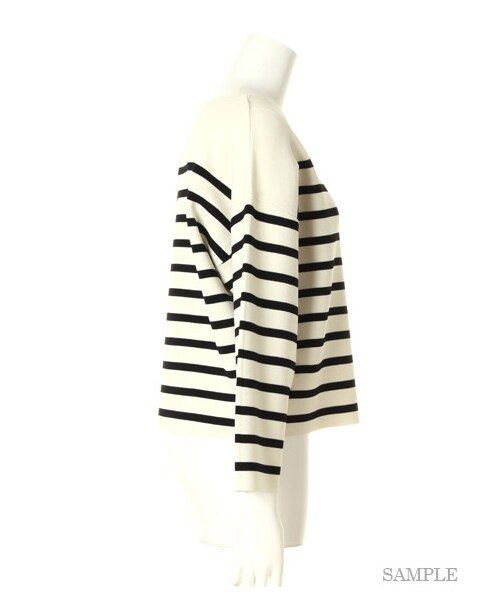 FRAY I.D(フレイアイディー)の「ミラノリブボートネックニットプルオーバー(プルオーバー・レディース・KKI/WHTxBLK/BLKxWHT・F)」の6枚目の写真