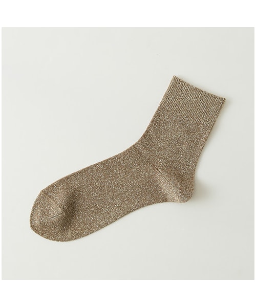靴下屋（クツシタヤ）の「◆New◆ラメゴム長ショートソックス（ソックス・靴下・レディース・オフホワイト/グレー/クロ/クロシルバー/ベージュ/グレーベージュ/シャーベットピンク/ダルサックス/コン/ラベンダー・22.0～24.0cm）」の4枚目の写真