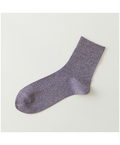 靴下屋（クツシタヤ）の「◆New◆ラメゴム長ショートソックス（ソックス・靴下・レディース・オフホワイト/グレー/クロ/クロシルバー/ベージュ/グレーベージュ/シャーベットピンク/ダルサックス/コン/ラベンダー・22.0～24.0cm）」の10枚目の写真