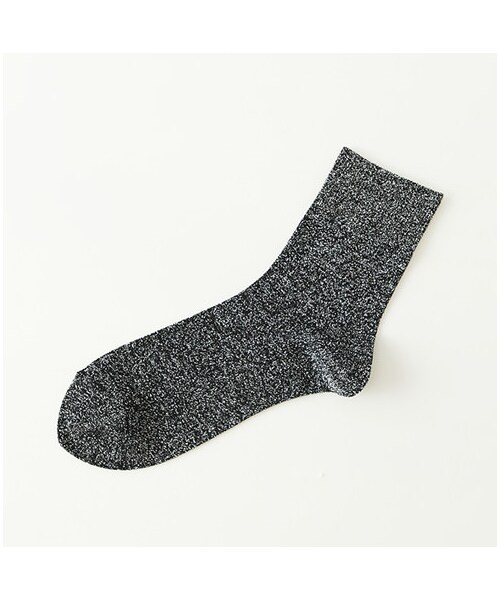 靴下屋（クツシタヤ）の「◆New◆ラメゴム長ショートソックス（ソックス・靴下・レディース・オフホワイト/グレー/クロ/クロシルバー/ベージュ/グレーベージュ/シャーベットピンク/ダルサックス/コン/ラベンダー・22.0～24.0cm）」の7枚目の写真