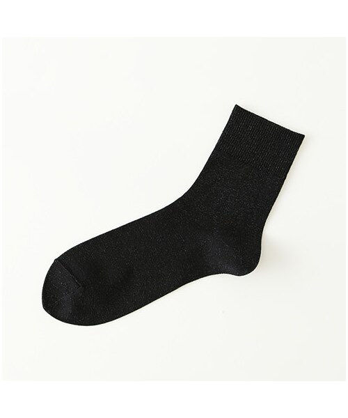 靴下屋（クツシタヤ）の「◆New◆ラメゴム長ショートソックス（ソックス・靴下・レディース・オフホワイト/グレー/クロ/クロシルバー/ベージュ/グレーベージュ/シャーベットピンク/ダルサックス/コン/ラベンダー・22.0～24.0cm）」の2枚目の写真