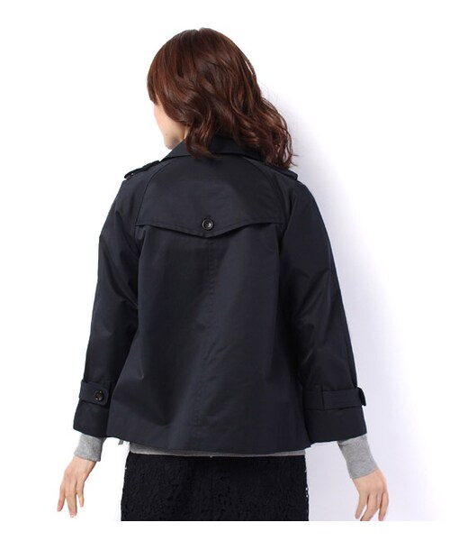 laboratory work(ラボラトリーワーク)の「9分袖ショートトレンチコート(ジャケット/アウター・レディース・ライトベージュ/ネイビー・S/M)」の3枚目の写真